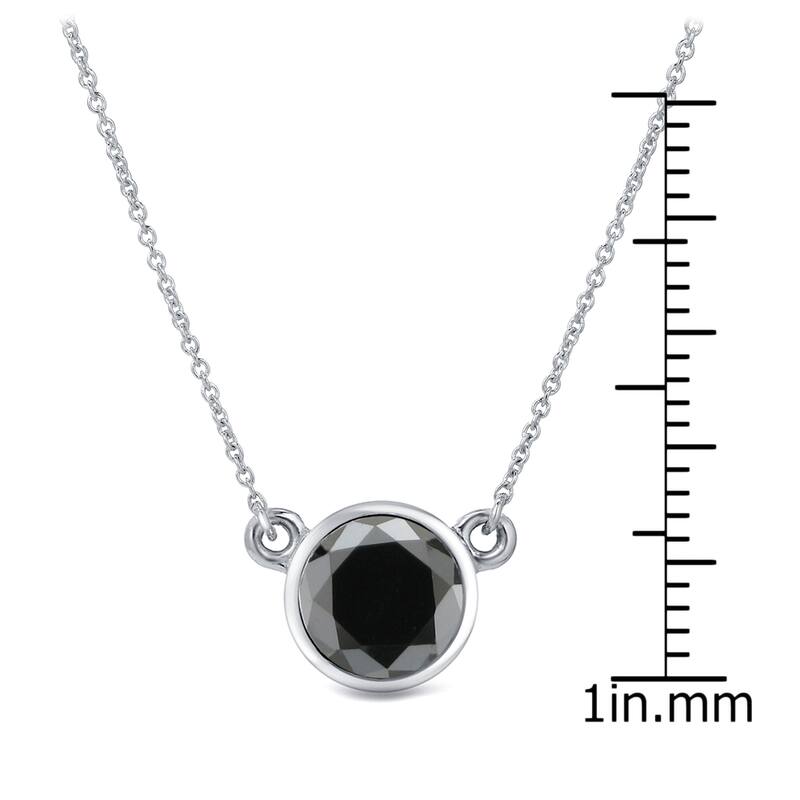 Auriya 14k Gold 1 1/4ctw Bezel-set Solitaire Black Diamond Necklace