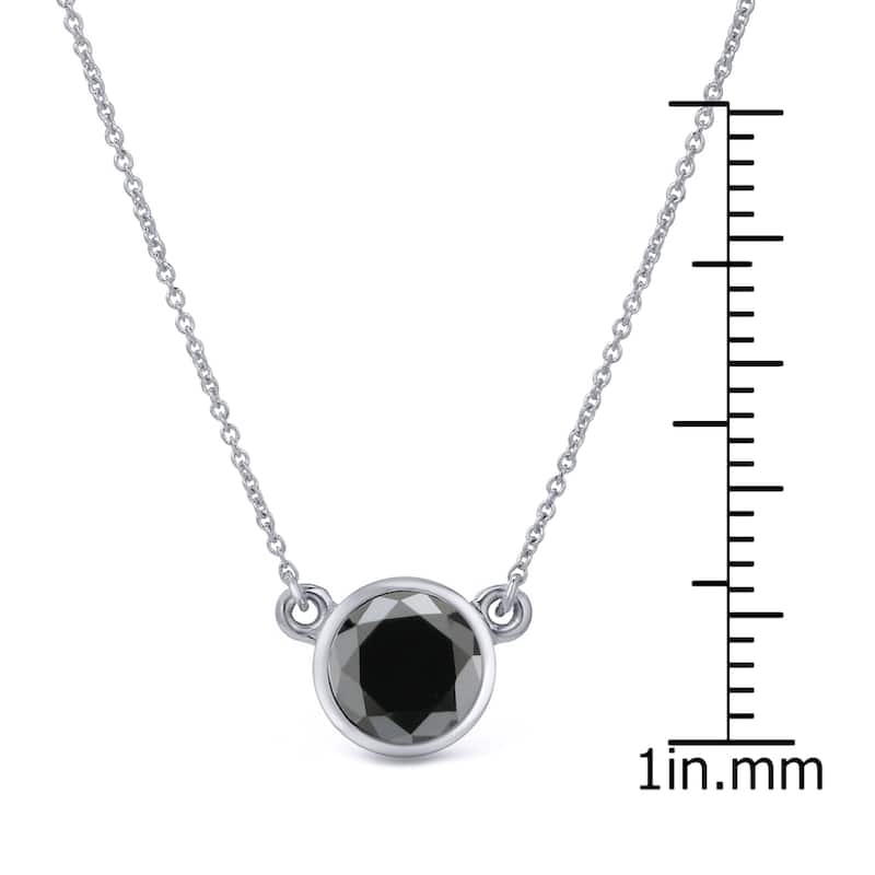 Auriya 14k Gold 3/4ctw Bezel-set Solitaire Black Diamond Necklace