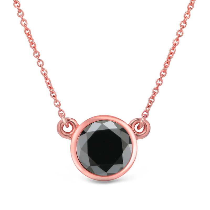 Auriya 14k Gold 1ctw Bezel-set Solitaire Black Diamond Necklace