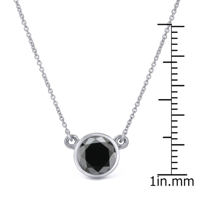Auriya 14k Gold 1ctw Bezel-set Solitaire Black Diamond Necklace
