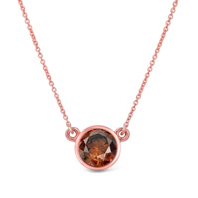 Auriya 14k Gold 1/3ct TDW Round Bezel Set Solitaire Brown Diamond Necklace