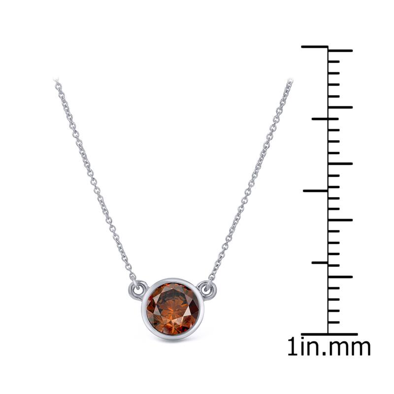 Auriya 14k Gold 1/3ct TDW Round Bezel Set Solitaire Brown Diamond Necklace
