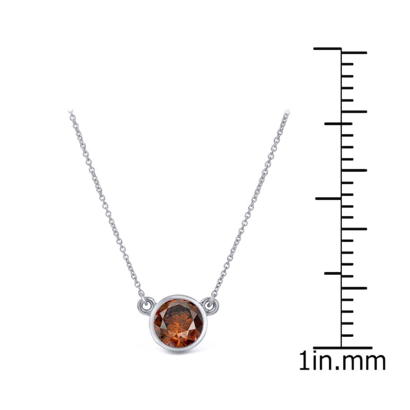 Auriya 14k Gold 1/4ct TDW Round Bezel Set Solitaire Brown Diamond Necklace