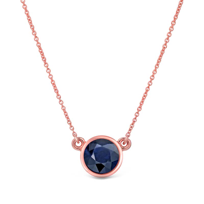 Auriya 14k Gold Solitaire Blue Sapphire Necklace – 0.25 Carat Round Bezel-Set Pendant with Adjustable Chain