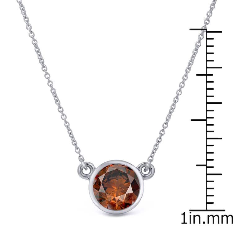 Auriya 14k Gold 1ct TDW Round Bezel Set Solitaire Brown Diamond Necklace