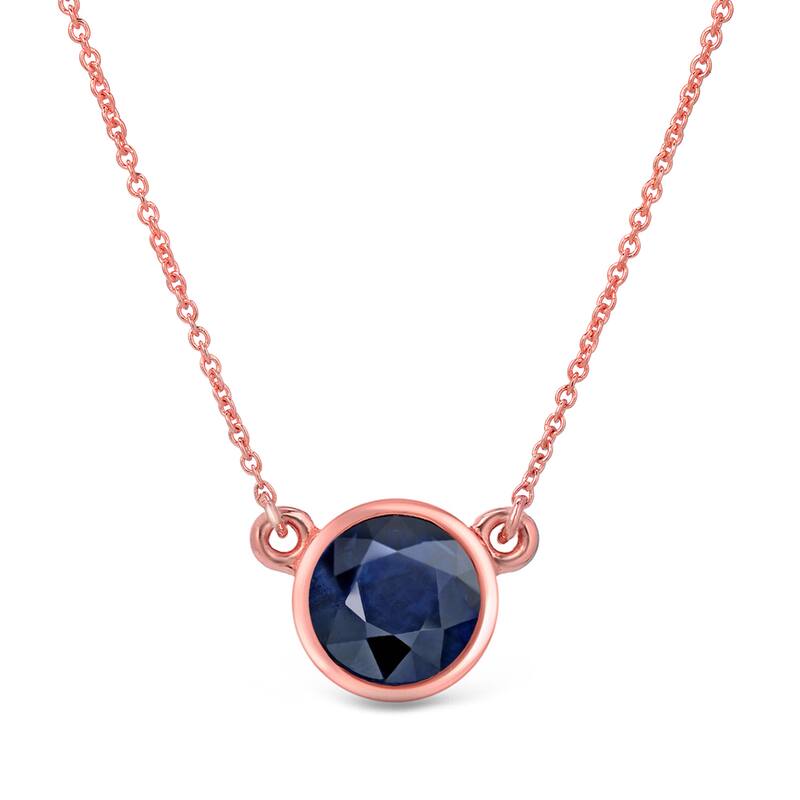 Auriya 14k Gold Bezel-set Sapphire Solitaire Necklace 1/2ctw