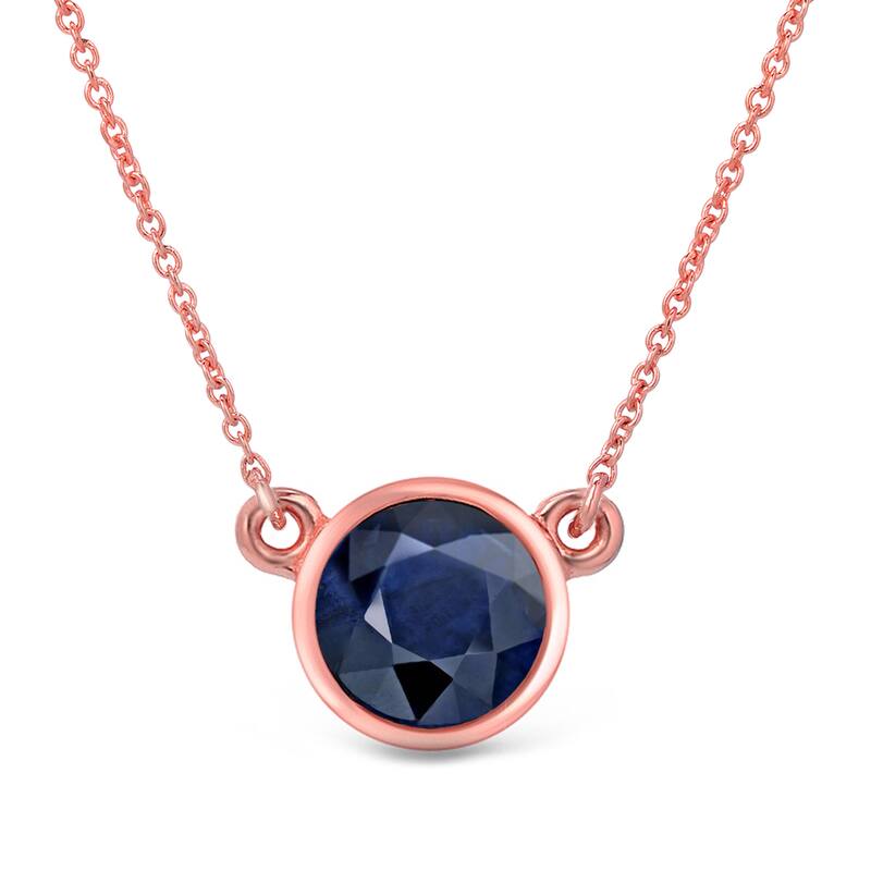 Auriya 14k Gold Bezel-set Sapphire Solitaire Necklace 1ctw