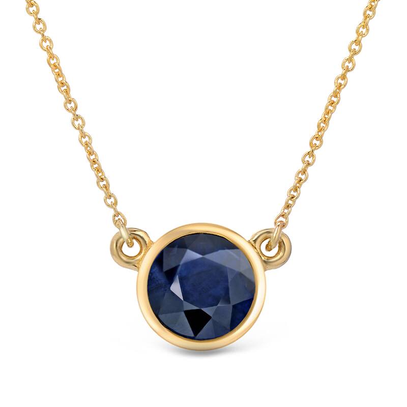 Auriya 14k Gold Bezel-set Sapphire Solitaire Necklace 1ctw