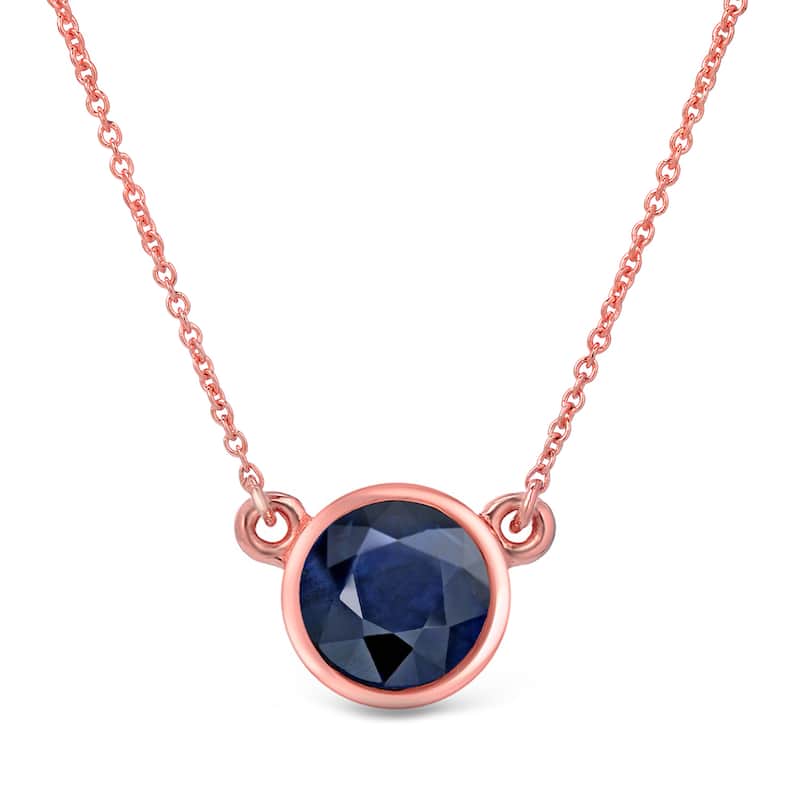 Auriya 14k Gold 3/4ctw Sapphire Solitaire Necklace Bezel Set
