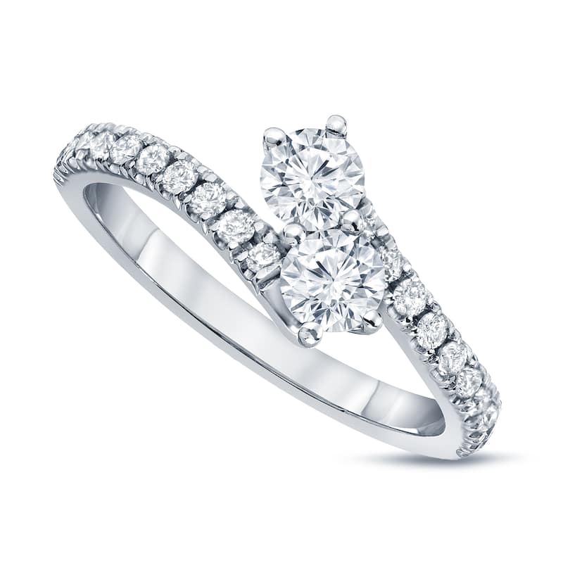 Auriya 3/4ct TDW Round Two Stone Diamond Engagement Ring 14k Gold (H-I, SI1-SI2)