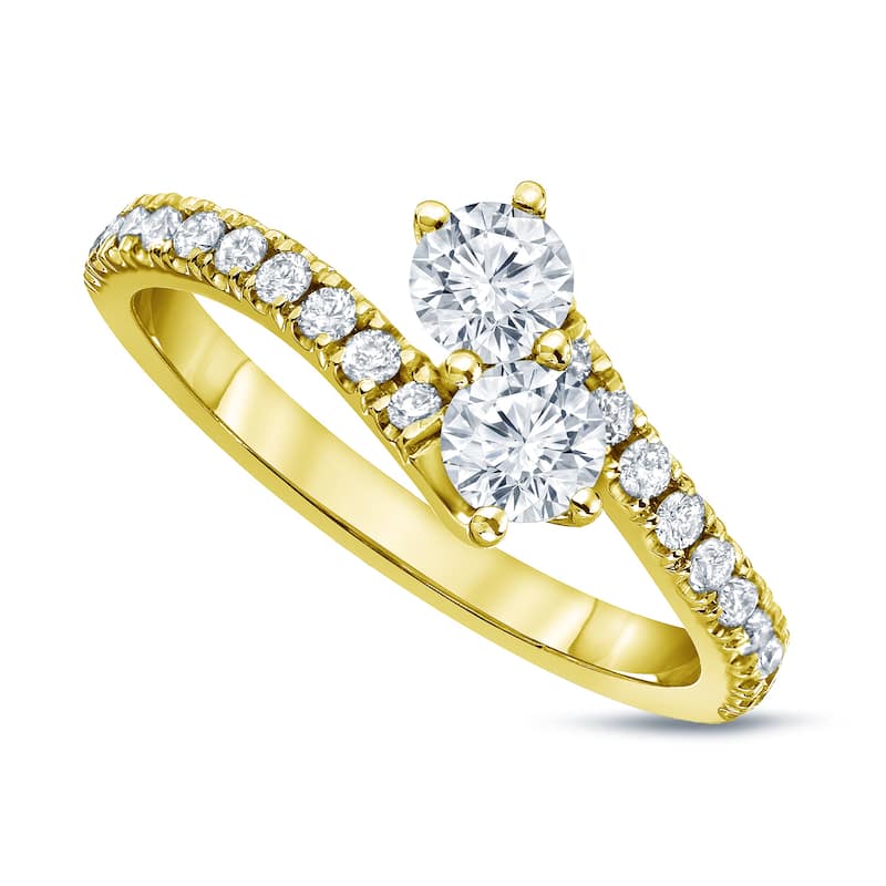 Auriya 3/4ct TDW Round Two Stone Diamond Engagement Ring 14k Gold (H-I, SI1-SI2)