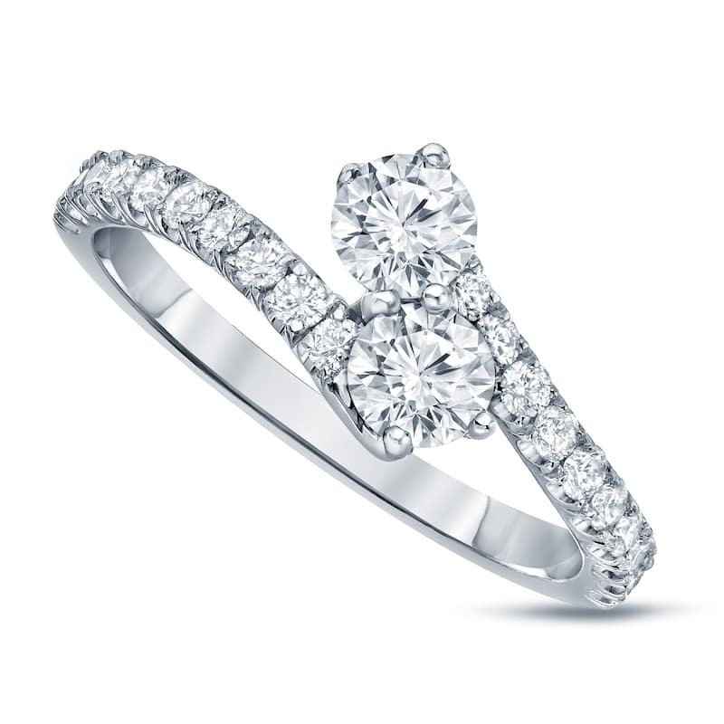 Auriya 1ct TDW Round Two Stone Diamond Engagement Ring 14k Gold (H-I, SI1-SI2)