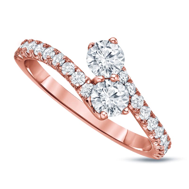 Auriya 1ct TDW Round Two Stone Diamond Engagement Ring 14k Gold (H-I, SI1-SI2)