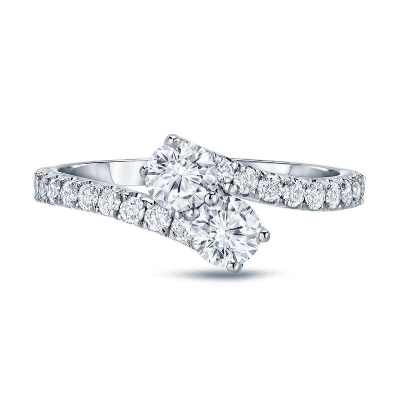 Auriya 1ct TDW Round Two Stone Diamond Engagement Ring 14k Gold (H-I, SI1-SI2)