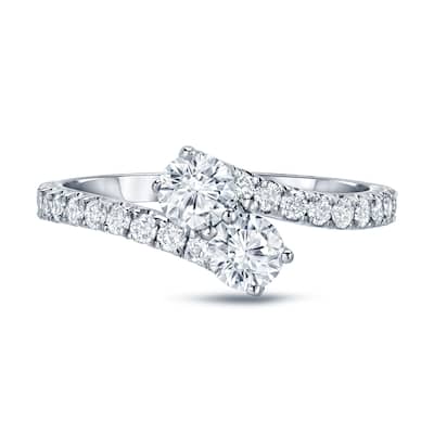 Auriya 1ct TDW Round Two Stone Diamond Engagement Ring 14k Gold (H-I, SI1-SI2)