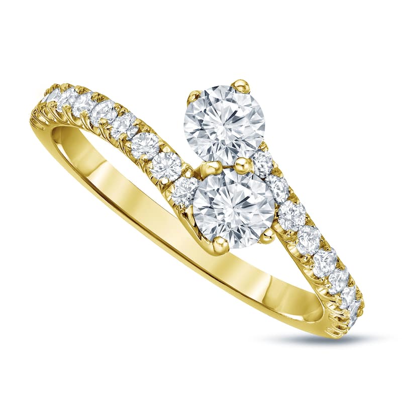 Auriya 1ct TDW Round Two Stone Diamond Engagement Ring 14k Gold (H-I, SI1-SI2)