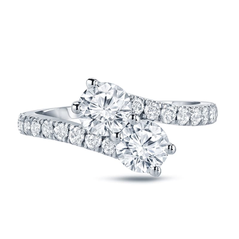 Auriya 1 1/2ct TDW Round Two Stone Diamond Engagement Ring 14k Gold (H-I, SI1-SI2)