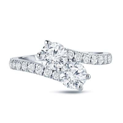 Auriya 1 1/2ct TDW Round Two Stone Diamond Engagement Ring 14k Gold (H-I, SI1-SI2)