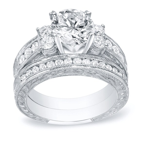 Auriya 14k Gold 2ctw Vintage Diamond Engagement Ring Set. Opens flyout.