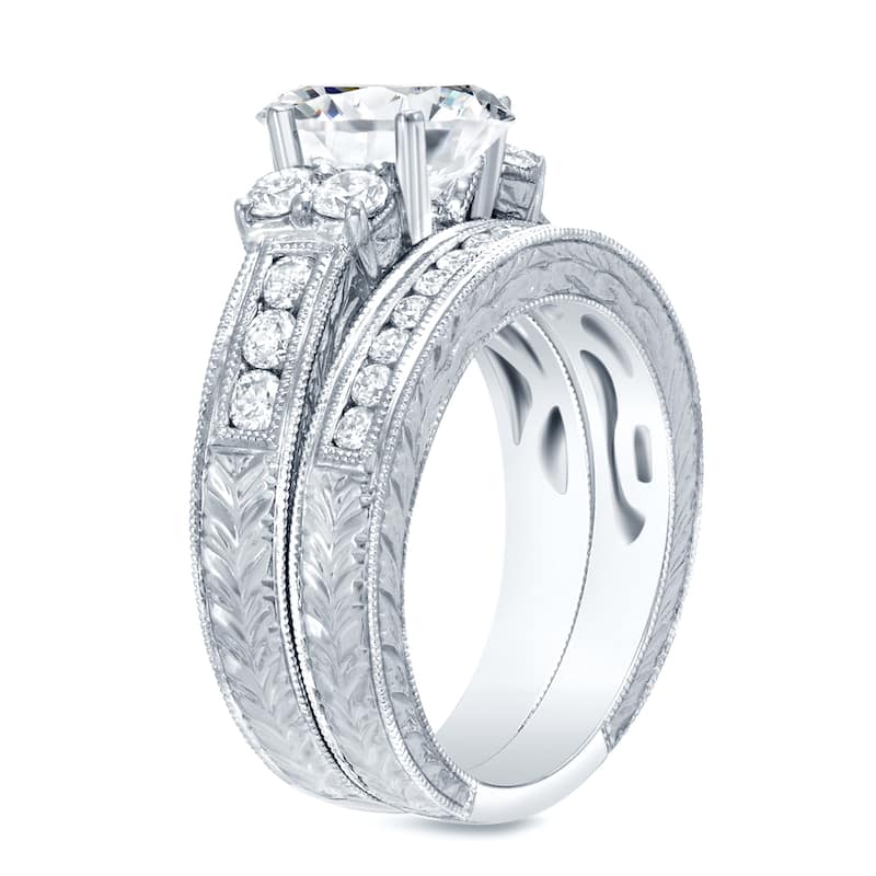 Auriya 14k Gold 2ctw Vintage Diamond Engagement Ring Set