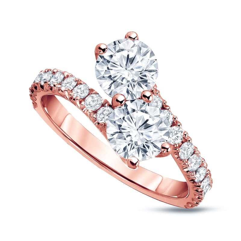 Auriya 14k Gold 2ctw Round 2-Stone Diamond Engagement Ring