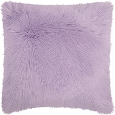 Mina Victory Faux Fur Lavender Throw Pillow (22-inch x 22-inch) by Nourison