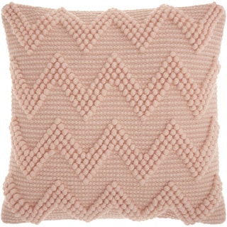 Mina Victory Chevron Textured Millennial Pink Throw Pillow (1'8 x 1'8)