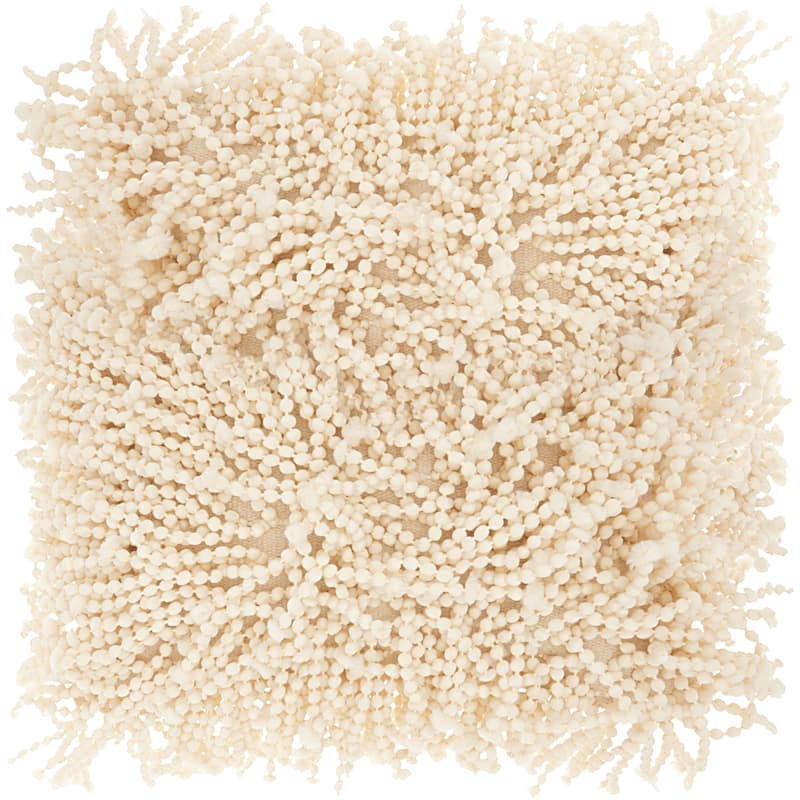 Mina Victory Shag Skinny Fugga Ivory Throw Pillow by Nourison (20-Inch X 20-Inch)