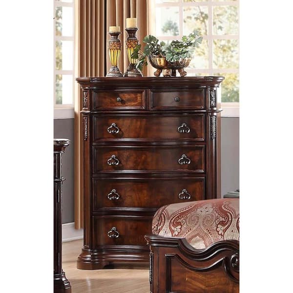 Best Master Furniture Walnut 5 Drawer Bedroom Chest