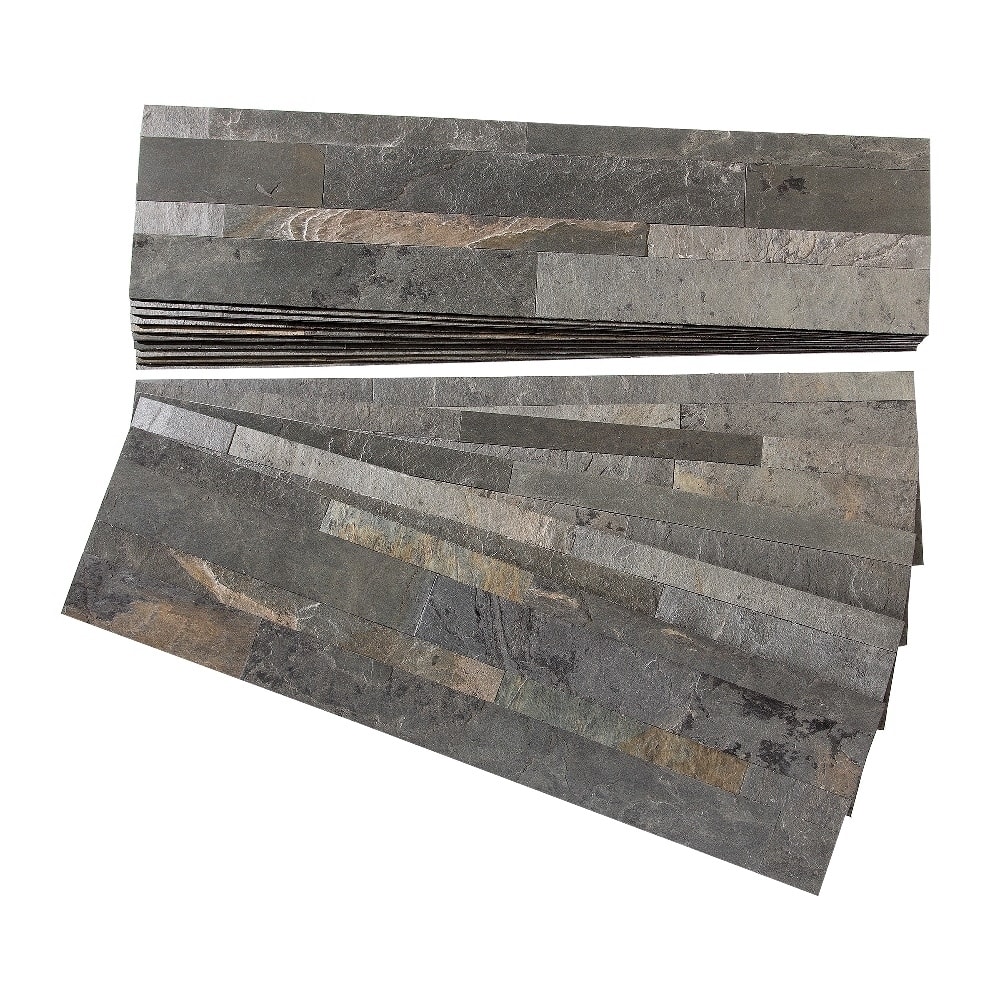 Aspect Iron Slate Peel and Stick Stone Backsplash 15 sq. ft. Kit