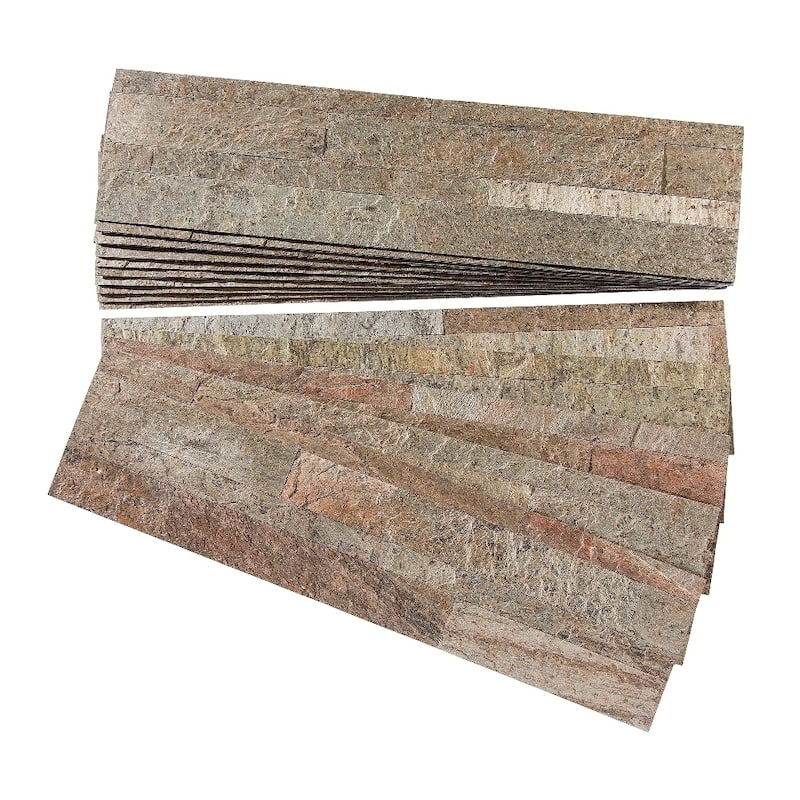 Aspect Tarnished Quartz Peel and Stick Stone Backsplash 15 sq. ft. Kit