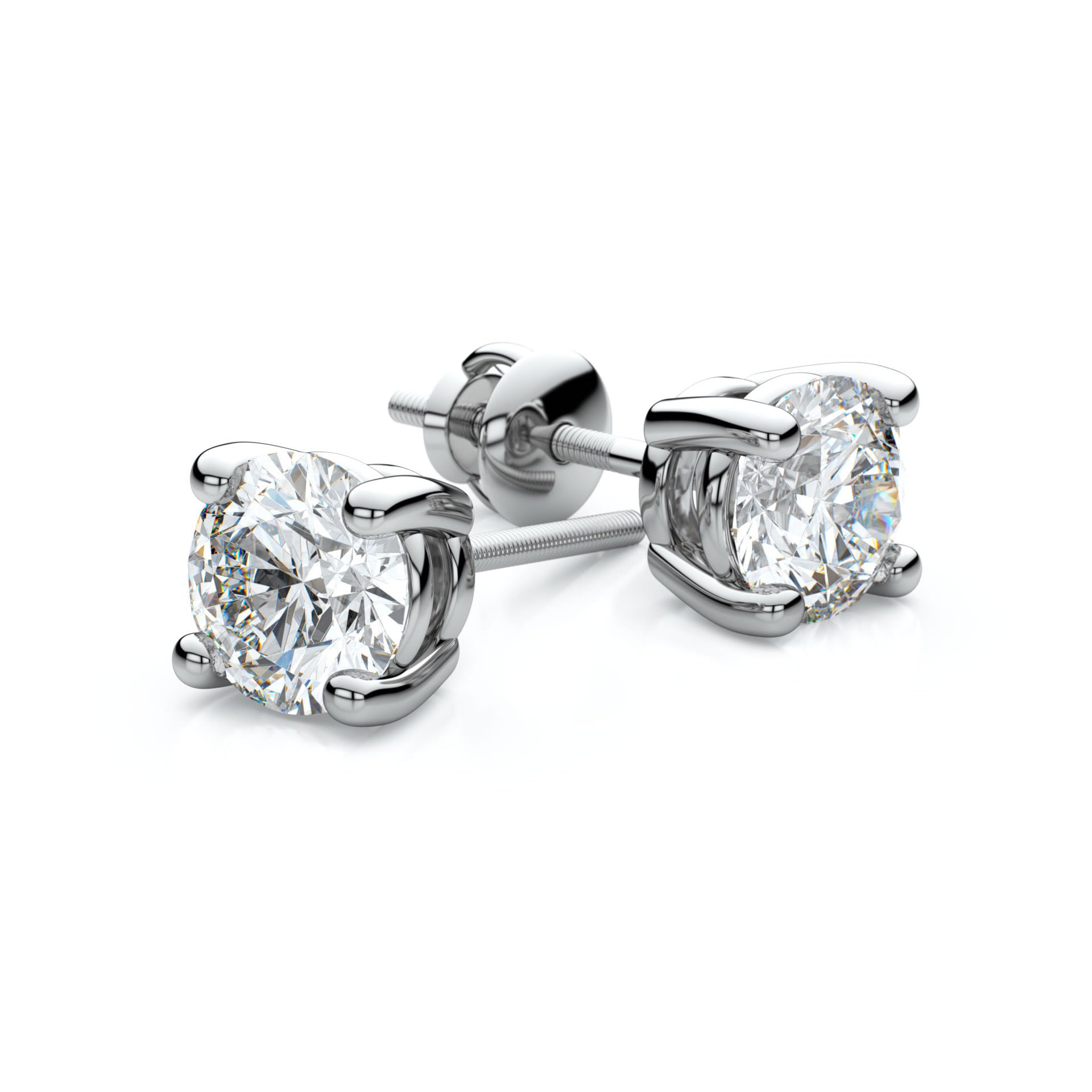 IGI Certified 14k White Gold 1ct TDW 4-prong Round Diamond Stud Earrings