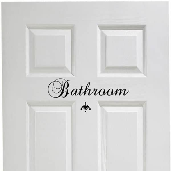 slide 1 of 1, Bathroom Vinyl Door Decal