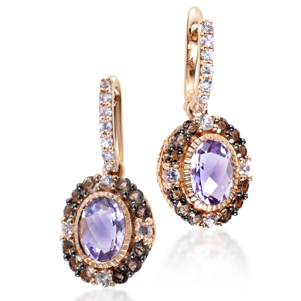 Shop LeVian Women&#39;s 14K Rose Gold Multi-Stone Dangle Earrings - Free Shipping Today - Overstock ...