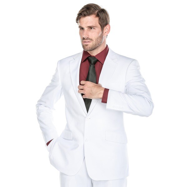 Verno Men's White Slim Fit Two-piece Suit - Free Shipping Today ...