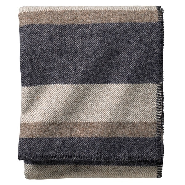 Pendleton Eco wise Midnight Navy Stripe Washable Wool Blanket