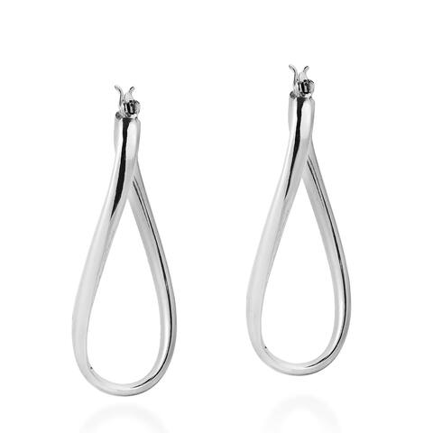 Handmade Modern Twist Bent Oval Sterling Silver V-Lock Earrings (Thailand)