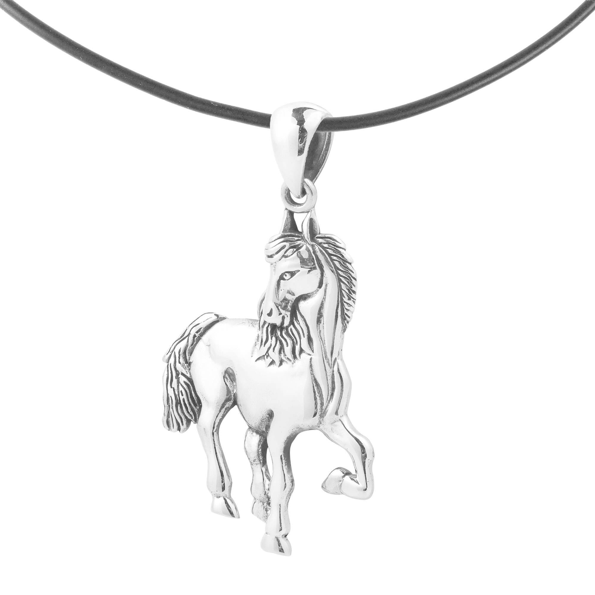 GRAPHICS /& MORE Horses Wild Running Pattern 1 Pendant with Sterling Silver Plated Chain