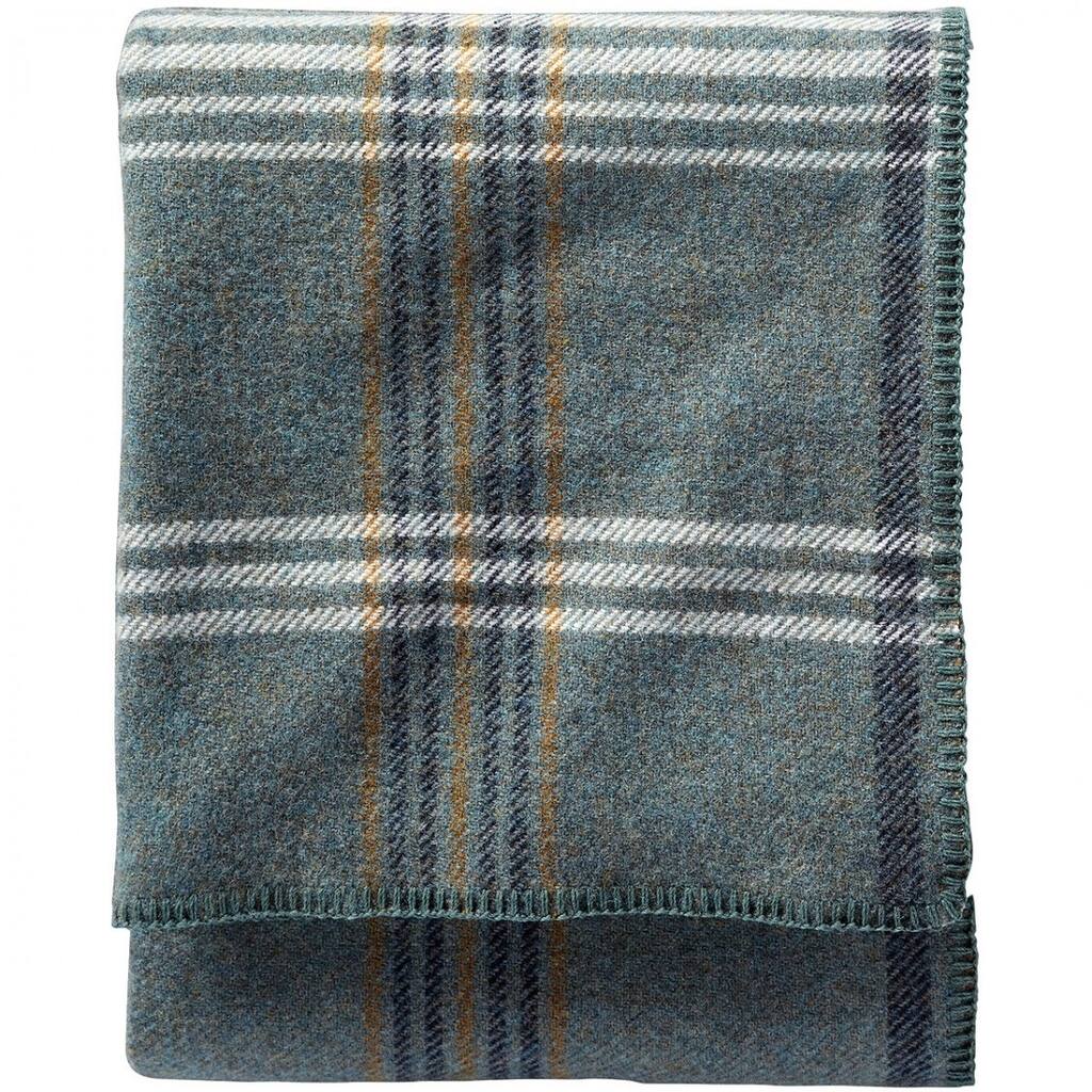 Pendleton Eco-wise Shale Blue Plaid Wool Blanket
