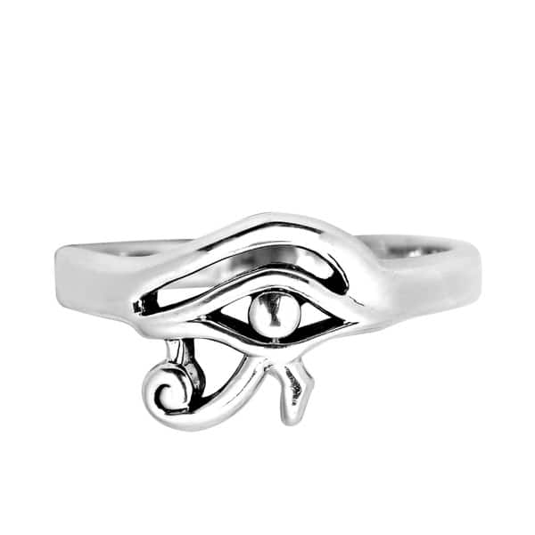 slide 1 of 6, Everyday Egyptian Eye of Horus Sterling Silver Ring (Thailand)