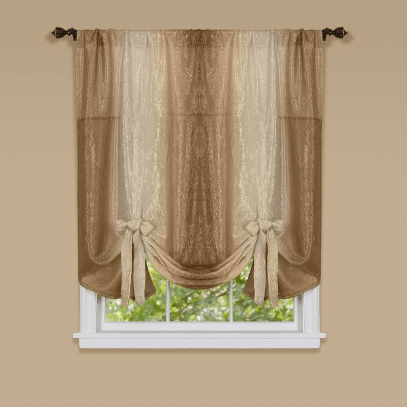 Achim Ombre Multicolored Window Curtain with Tie Up Shade - 50 x 63