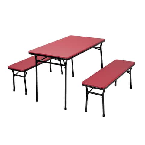COSCO 3-piece Indoor/ Outdoor Table and 2 Bench Tailgate Set