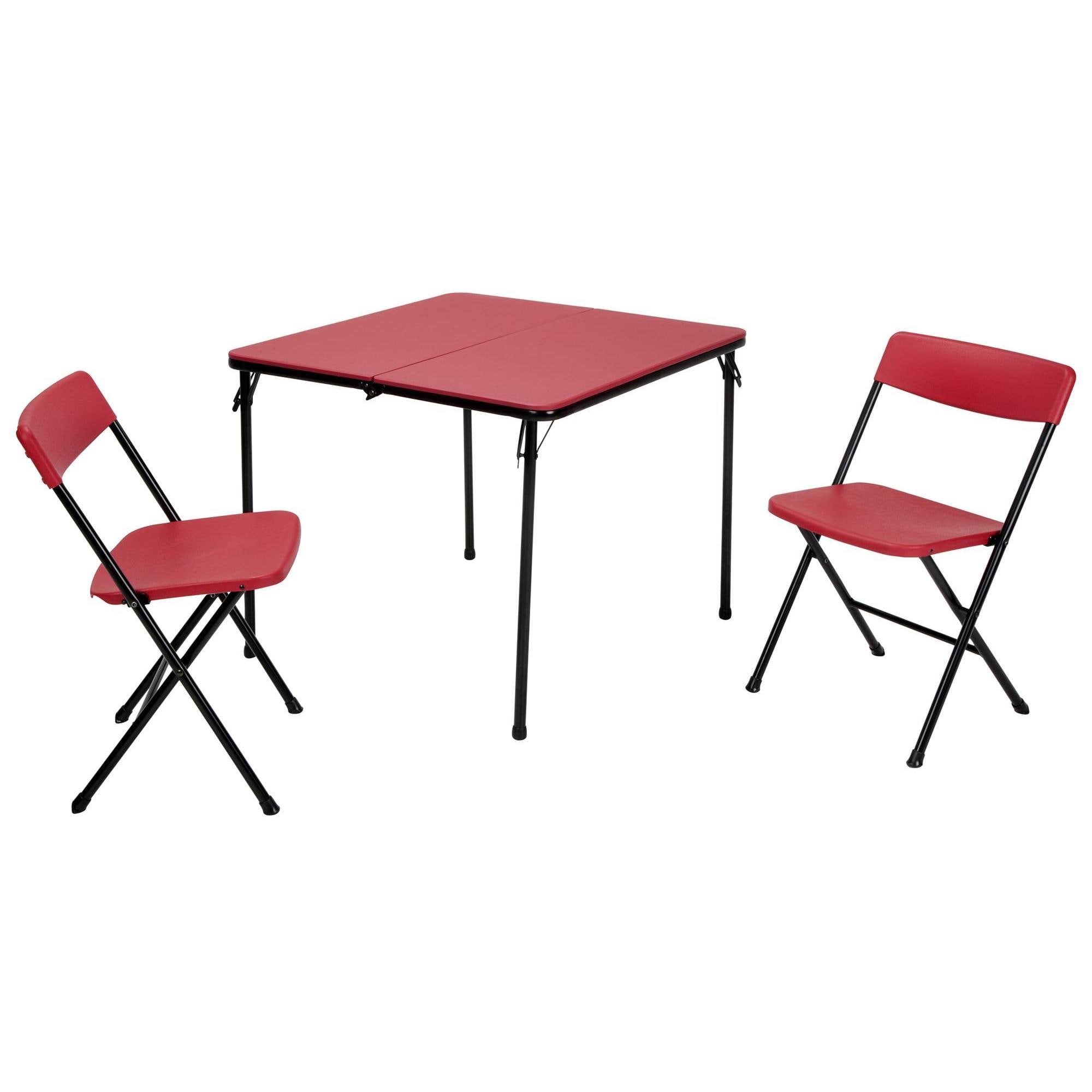 COSCO 3 Piece Indoor Outdoor Center Fold Table and 2 Chairs Tailgate Set Black