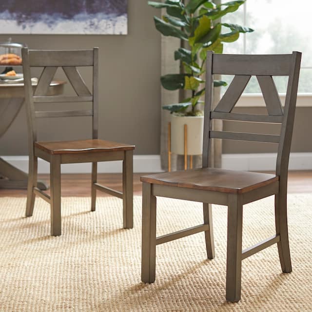 Simple Living Vintner Country Style Dining Chairs (Set of 2) - Grey/Oak