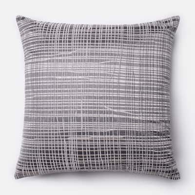 Embroidered Abstract Grey/ Silver 18-inch Throw Pillow or Pillow Cover