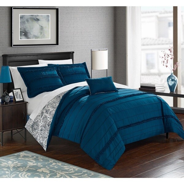 Silver Orchid O'Hara Blue Duvet Cover 4-piece Set