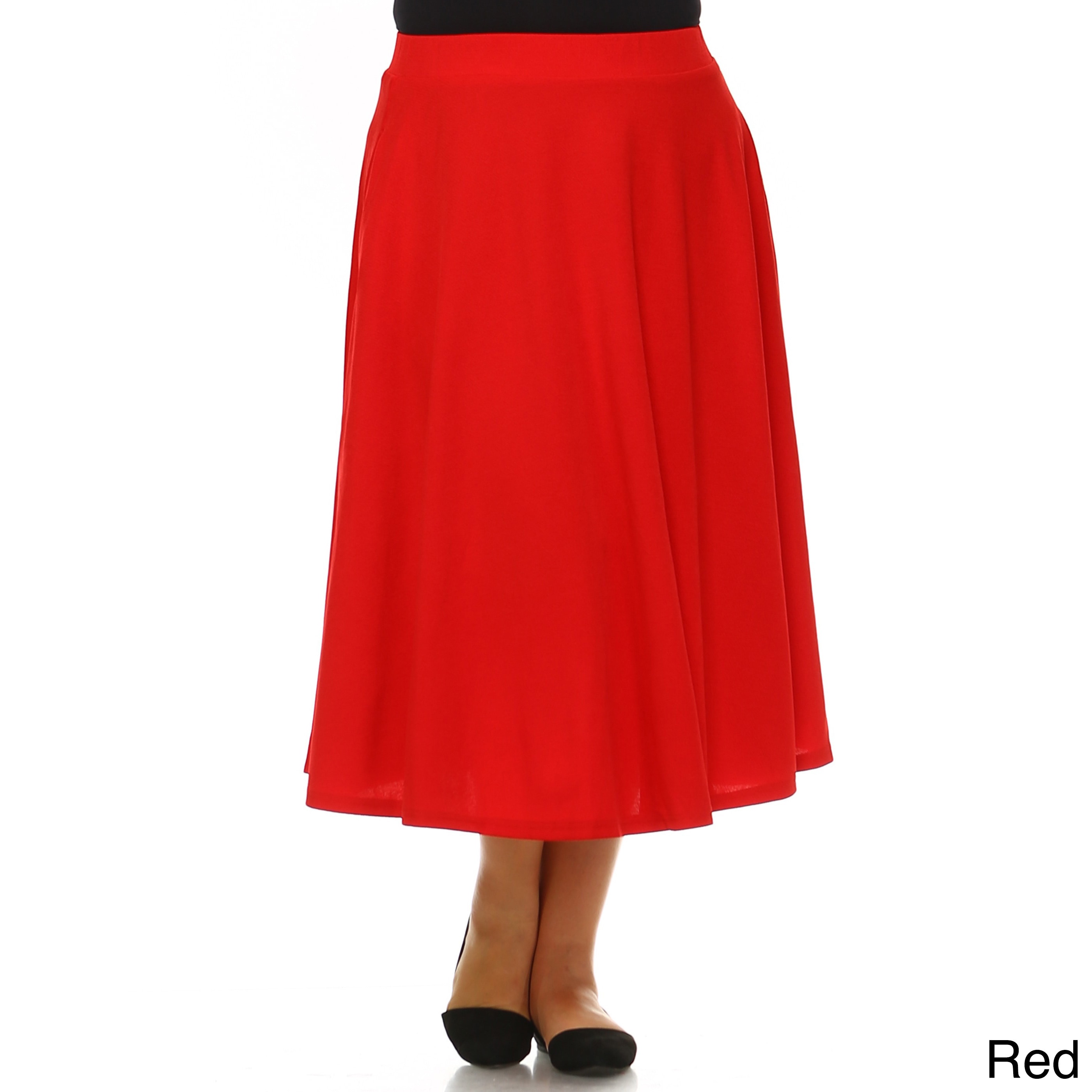 white mark flared midi skirt with pockets