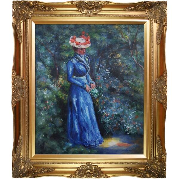 La Pastiche Pierre-Auguste Renoir 'Woman in a Blue Dress, Standing in the  Garden of St. Cloud' Hand Painted Framed Canvas Art - Bed Bath & Beyond -  12381849