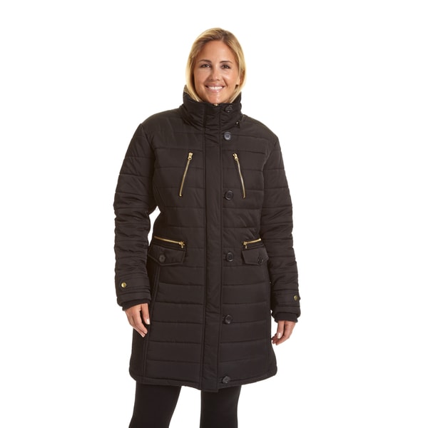 Shop Excelled Women&#39;s Plus Size 3/4-length Hooded Puffer Coat - Overstock - 12381902