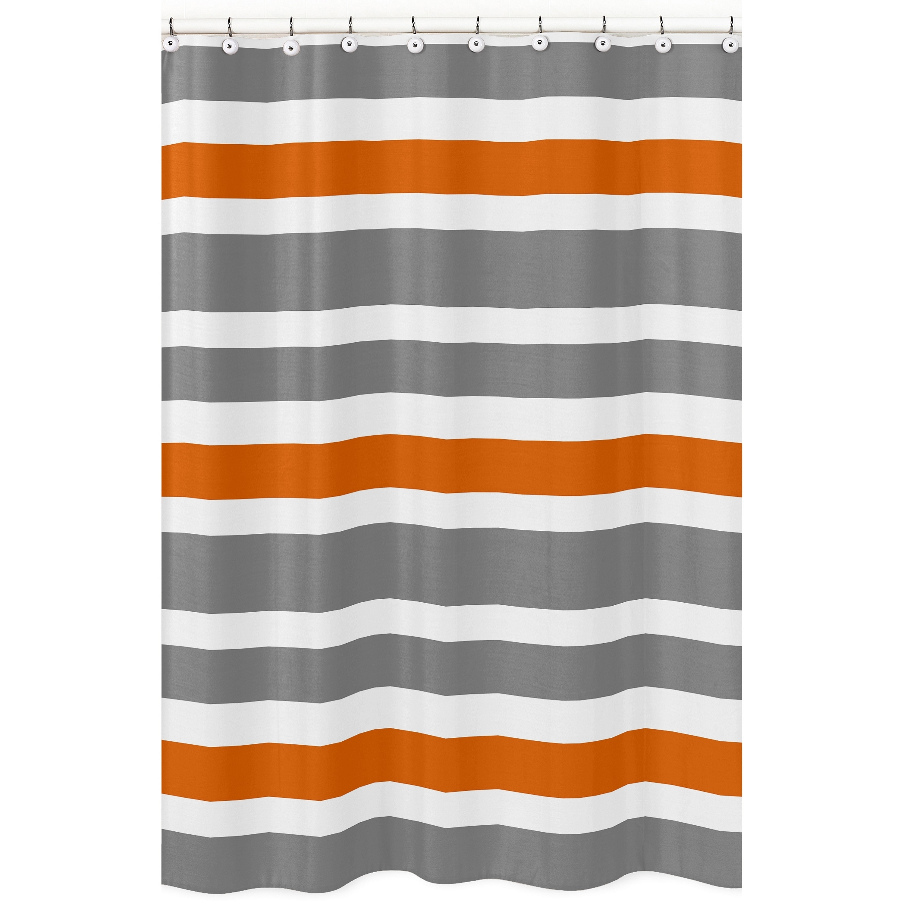 Shop Gray And Orange Stripe Shower Curtain Free Shipping On